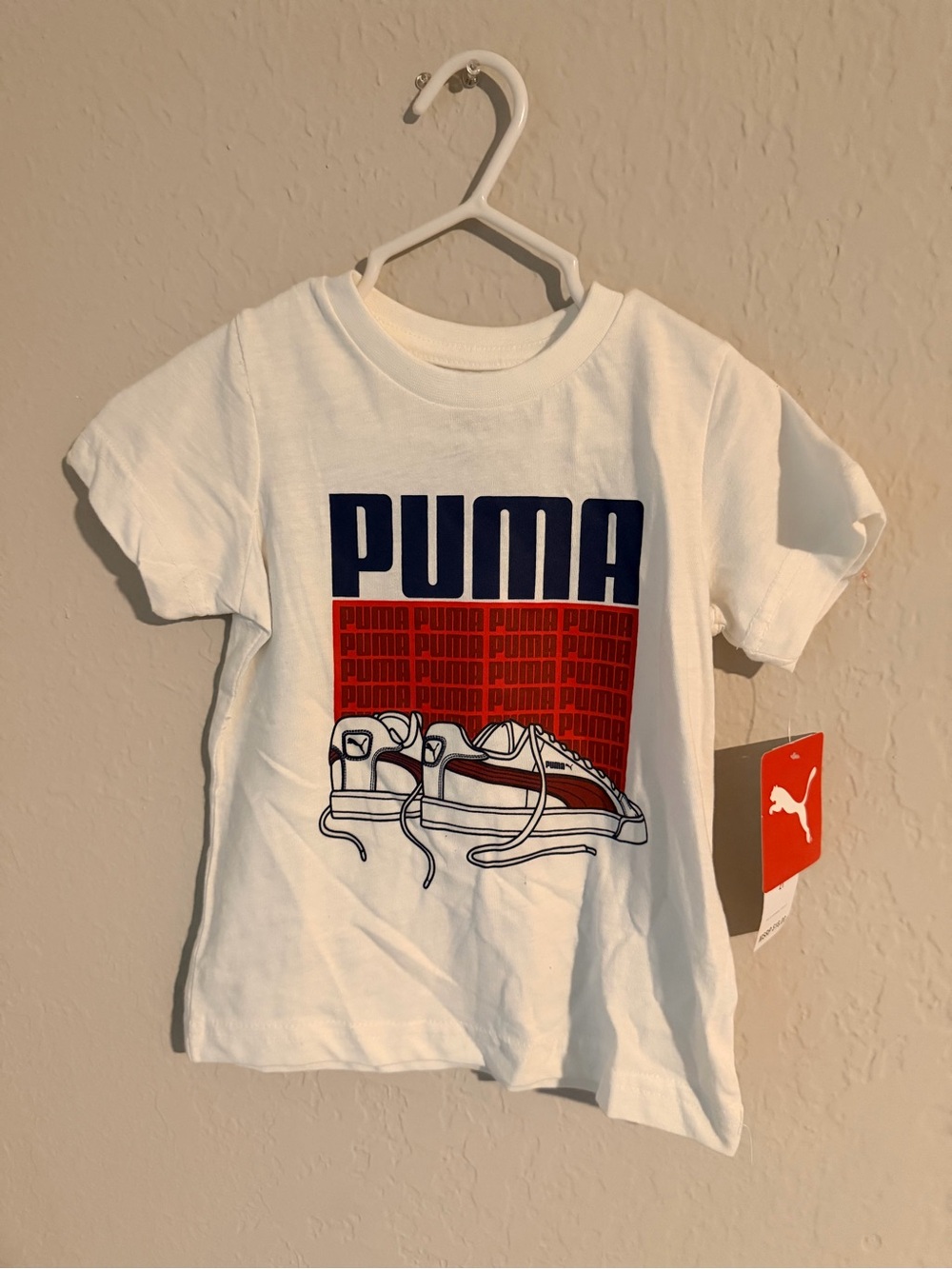 PUMA Toddler Boys 2T Sneaker Graphic T-Shirt White NWT